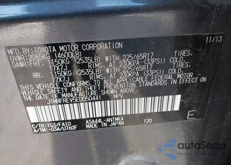 2014 Toyota Rav4 Xle from USA, damaged, VIN JTMRFREV5ED050441